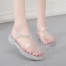 여성 비오는날 젤리샌들
