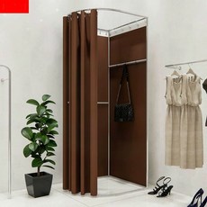 간이 탈의실 이동식 코너 x 실버 피팅룸 옷가게 사진관, 80 x 80x200 상단 없음+커피컬러