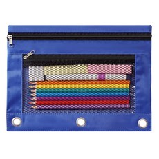 이노아이오 3 링 바인더 펜슬 파우치 - 지퍼 포켓 2개가 있는 학교용 필통 투명 메시 윈도우 펜슬백 B5 사이즈 신학기 선물 핑크, Blue