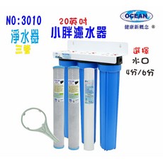 餐飲店淨水器20英吋小胖三管濾水器濾心掛壁式地下水自來全戶水塔, 1個, 606066