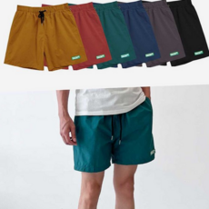 패치 포인트 밴딩 비치팬츠 반바지 물놀이 비치웨어, 노랑, 본상품선택