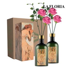 라플로리아 꽃 디퓨저, 2개, 500ml, S4.신혼부부꽃향/A10.둥근장미(소)-L12/핑크