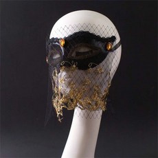 有貨萬圣節金色面紗全臉美女唱將蒙面歌王唱歌假面罩舞會面具成人神秘 DIY手工好物鋪, 金色面紗, 1個