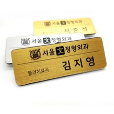 [커스텀플레이스] 아크릴 금속 메탈 자석 명찰 주문제작, 1개, 실버펄/(기본크기)70x25/집게옷핀
