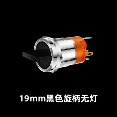 金屬旋鈕開關 帶鑰匙 防水鍍鉻, 1個, 19mm黑色旋柄2檔無燈