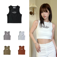 韓版多色無袖短版背心 辣妹運動風工字露肚臍顯瘦上衣