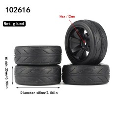 YSIDO 1/12 1/14 버기 타이어 휠 림 HSP 94177 Wltoys 144001 124018 124019 124017 124016 RC 자동차 12mm 육각 4 개, 102616