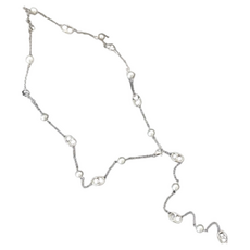 XIAN ACC 長款豬鼻子珍珠項鏈 氣質鎖骨鏈 秋冬毛衣鏈, 銀色, 1個