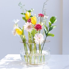 VITALO 이케바나 화병 인테리어 꽃꽂이 꽃병 북유럽 감성 오브제 투명 유리 화병, PGC_대형 골드