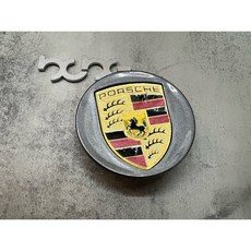 保時捷 Porsche 鋁圈蓋 76mm 65mm 一套四顆 適用於911 718 Macan Cayenne, 1個, 灰底彩標65mm