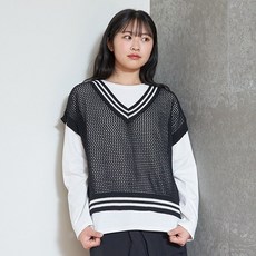 Lovetoxic 여아 이너 포함 메쉬 니트조끼