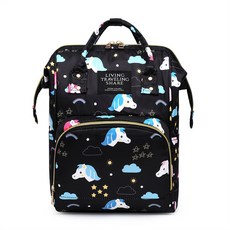 러블리 엠마 방수 기저귀 가방 백팩 대용량, 블랙