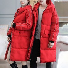 ORZQU 남여공용 겨울 심플 후드 긴팔 캐주얼 패딩 점퍼 루즈핏 미디 커플룩