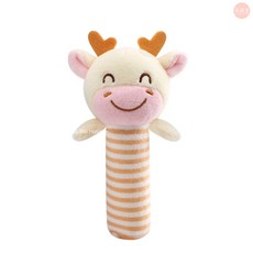 萌萌屋 嬰兒動物手搖鈴 安撫手抓棒 磨牙玩具 超柔軟絨布 耐啃咬 寶寶手眼協調訓練 16.5公分, 1個, Tololo手搖鈴(小鹿)