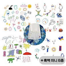 [마켓피아] 오리발스티커 오리발꾸미기 숏핀스티커 숏핀꾸미기 타투스티커, 컬러 + 흑백 미니 6종 증정