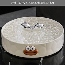 趣味提手分格果盤 帶蓋零食盤, 1個, 奶白-單層分格果盤 趣味 銀色蝴蝶結
