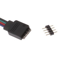 5050 RGB 4 핀 LED 스트립 조명 커넥터 전원 어댑터 15cm, Onesize, 1개