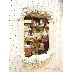 *︵House傢飾︵*復古風格洗白浮雕玫瑰掛鏡，限量新款