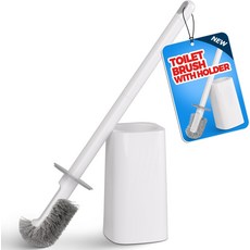 FORASTO 변기 브러시 및 홀더 세트 - 수세미 청소 욕실 장식 가정 필수품 용품 흰색, White, 1Pack
