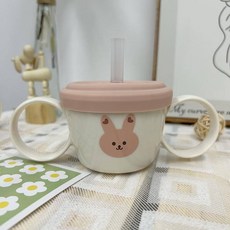 Baby童衣 韓系INS風 雙耳吸管設計, 1個, 兔子防漏零食碗