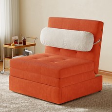 Arcbliss 고탄성 스펀지 확장형 소파베드 + 쿠션 세트 소파겸침대 공간절약, 카라멜색 80cm