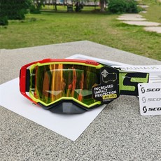 scott 斯科特越野摩托車PROSPECT風鏡，速降山地車防風護目鏡，專業運動防護眼鏡, 紅綠框 紅片, 1個