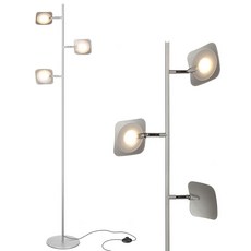 Brightech 거실 및 사무실용 나무 플로어 램프 침실 독서용 조도 조절 가능한 스탠딩 LED 스포트라이트 최소한의 공간 사용을 위한 패널이 있는 높은 램프 - 브론즈, 실버