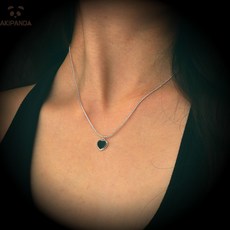 AKIPANDA 블랙 하트 체인 목걸이