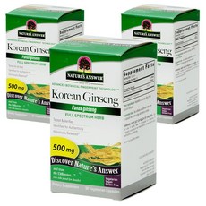 NATURE'S ANSWER 高麗人參 500 毫克素食膠囊素食無麩質, 50 件, 3個