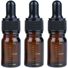 3Pcs 5ML0.17온스 빈 앰버 유리 눈금 드로퍼 병과 피펫 드로퍼 및 블랙 고무 헤드 리필 가능한 향수 아로마테라피 에센셜 오일 메이크업 저장 용기 바이알