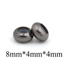10 개/몫 스테인레스 스틸 스토퍼 클립 비즈 매력 내부 고무 DIY 매력 팔찌 목걸이 쥬얼리 만들기위한, 06 8mm Black