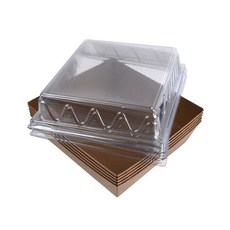 크라프트 사각 종이 투명뚜껑 도시락 햄버거 샌드위치 포장 용기 5개입 런치박스 사각 도시락 식품 미니 dew+1015RY