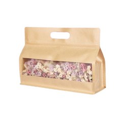 모두모두상회 손잡이지퍼백 크래프트 식품용 PP 밀봉백 손잡이 간식 봉투 포장 지퍼백, 크라프트, 100개, 24x17+8cm