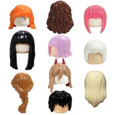 빌딩 블록 소녀의 곱슬 머리 벽돌 피규어 헤어, 색상: 25. SET G  10PCS