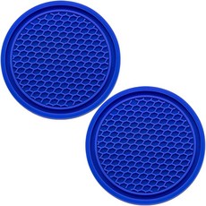 MEAJOO 자동차 매입 2개 컵받침 자동 7CM 미끄럼 컵받침 홀더 범용 방지 75인치, 블루.