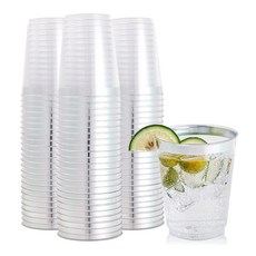 透明塑膠杯 銀邊 設計 派對聚會 冷飲, 1套, 300ml, 50個裝