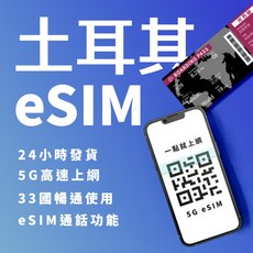 YC 土耳其 eSIM 5G高速上網 33國漫遊通 eSIM通話功能, 穩定日常 YC每日1GB,8天