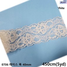 DKLACE-0706 자가드 스판 레이스 / (폭 4cm 길이 1yd / 5yd / 10yd기준), 5개, 화이트