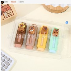 4P 카피바라 쿠로미 슬라이드 지우개 샤프 지우개 지우개 케릭터 지우개, 1개, 4P 칼라 카피바라