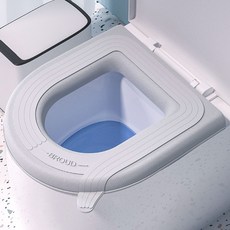 家用防水提手款馬桶墊四季可用EVA馬桶坐墊加厚加大發泡坐便墊圈, 1個, U型提手銀灰色42*37