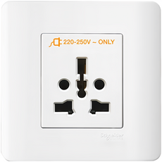 【巨宇電機】施耐德 ZENcelo歐規系列萬用插座(附插座安全蓋/防塵蓋) - 多國適用、安全防塵, 1個