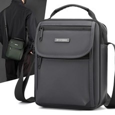 BIYATEBAG 男士商務休閒單肩包, 灰色大號