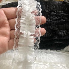 레이어 러플 트림 블랙 화이트 엣지 바느질 의류 헤드웨어 장식 홈 패브릭, 1개, 1. 레이스 1호(화이트) 1.0m