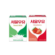 서울우유 멸균 딸기 + 흰우유, 200ml, 6개