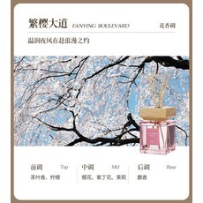 檀到人生500ML大容量無火香薰酒店客廳家居擴香藤條, 繁櫻大道:200ml木蓋藤條款