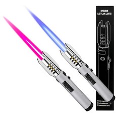 미국출고 아마존4.5+ 169579 토치 라이터 2팩 레드+블루 스트레이트 플레임 롱 브라이트 파이어 부탄 리필 가능한 방풍 불꽃 조절 가능 및 안전 잠금 장치 캠핑 양초 요