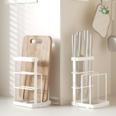 칼 도마 거치대 주방 정리 건조대 행주 싱크대 접시 꽂이 미끄럼방지 스틸, 화이트