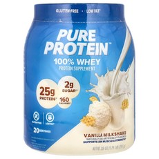 Pure Protein 퓨어프로틴 유청 단백질 바닐라 밀크쉐이크 1.75lb 793g 프로틴 단백질보충제 헬스, 1