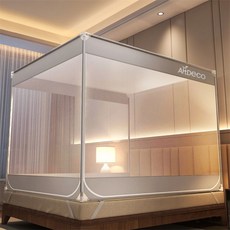 2025新款蚊帳 家用臥室安裝 高級懞古包兒童嬰兒全底防掉 三開門加密 高密度蚊帳, 可愛粉防摔又防蚊加高三開門,120*200cm加固增厚管壁