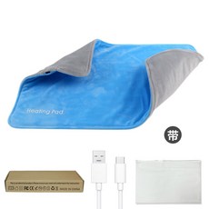 石墨烯加熱暖手毯 - USB插電保暖暖手袋/熱敷墊 - 防寒發熱暖宮禮物, 天藍色（USB供電）需自備電源